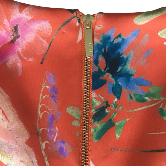 CALVIN KLEIN Scuba Ponte Orange Floral Sleeveless Exp. Zipper NWT SZ 8 MSRP $134 - Picture 6 of 9